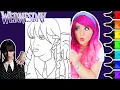 Coloring Wednesday and Thing Wednesday Addams Netflix Coloring Page Ohuhu Art Markers