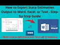 How to Export Stata Estimation Results to Word Excel or Text - Easy Guide