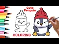 Cute penguin coloring page