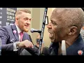 FLOYD MAYWEATHER SR ERUPTS ON CONOR MCGREGOR IN FIRST ENCOUNTER THROWS PUNCH AS CONOR LAUGHS AT HIM