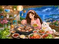 A Cozy Rainy Weekend by the Sea Living Alone BBQ Mukbang Cozy Cooking Cat Ghibli ASMR