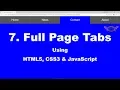 7 Full Page Tabs Menu HowToCreate Series HTML5 CSS3 JavaScript