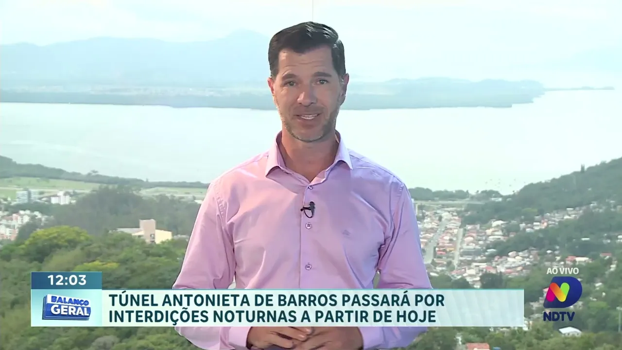 Túnel Antonieta de Barros terá restrições noturnas a partir desta segunda-feira