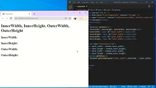 show Inner width height and outer width height using HTML and JavaScript
