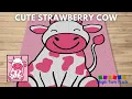FREE GRAPH Cute Strawberry Cow C2C Tapestry Crochet Pattern Magic Yarn Pixels