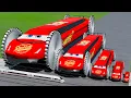 Download Lagu Big \u0026 Small Lamborghini McQueen Long with Saw wheels VS Train | BeamNG.drive