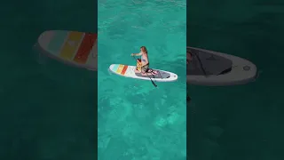 Paddleboarding to the beach at Cala Goloritze, Sardegna. #sailingfamily #paddleboarding #goloritze