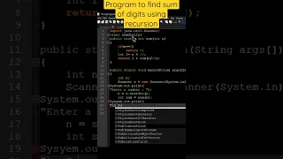 Program to find sum of digits using recursion in java programing language