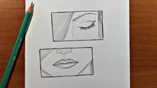 رسم تعبيري سهل تعلم رسم وجه بنت حزينة بالرصاص المبتدئين 