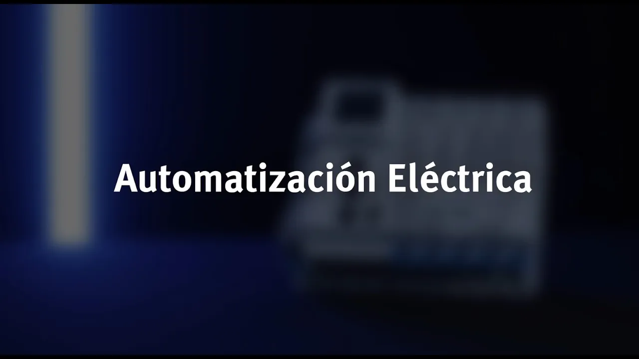 The video opens with a title card displaying "Automatización Eléctrica" over a blurred background of industrial equipment.…