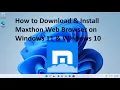 How to Install Maxthon Web Browser on Windows 11 Windows 10 Updated 2023