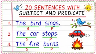 20 Sentences Subject Predicate Sentences English Grammar Subject and Predicate Updated