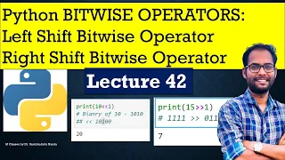 Python for Beginners BITWISE OPERATORS SHIFT Operator Right Shift and Left Shift Operator