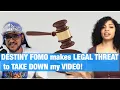 Destiny Fomo makes LEGAL THREAT to TAKE DOWN my