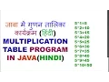 Multiplication table program in java Hindi