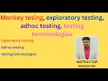 Monkey testing exploratory testing Adhoc testing testing terminologies