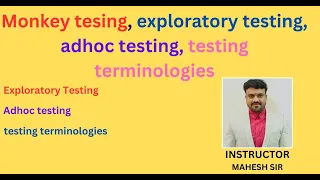 Monkey testing exploratory testing Adhoc testing testing terminologies