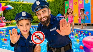 🚨 الشرطي الصغير منعنا ندخل المسبح! 😱🏊‍♂️ شو صار بالنهاية؟