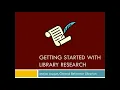 Getting Started With Library Research
