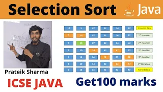 Selection sort technique in java array Computer applications class 10 ICSE by Prateik Sharma