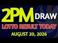 2pm Lotto Result Today August 20 2026 Swertres Ez2 PCSO