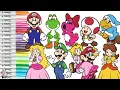 Super Mario Bros Coloring Book Compilation Mario Luigi Peach Kamek Toad Yoshi Birdo Daisy