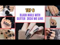 BLACK NAILS WITH GLITTER DESIGNS BLACK GLITTER NAIL POLISH SHORT BLACK NAILS WITH GLITTER 2024