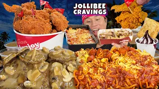 ASMR Spicy Jollibee ChickenJoy, Family Pan Burger Steak & Spaghetti, Choco Sundae & Peach Manggo Pie