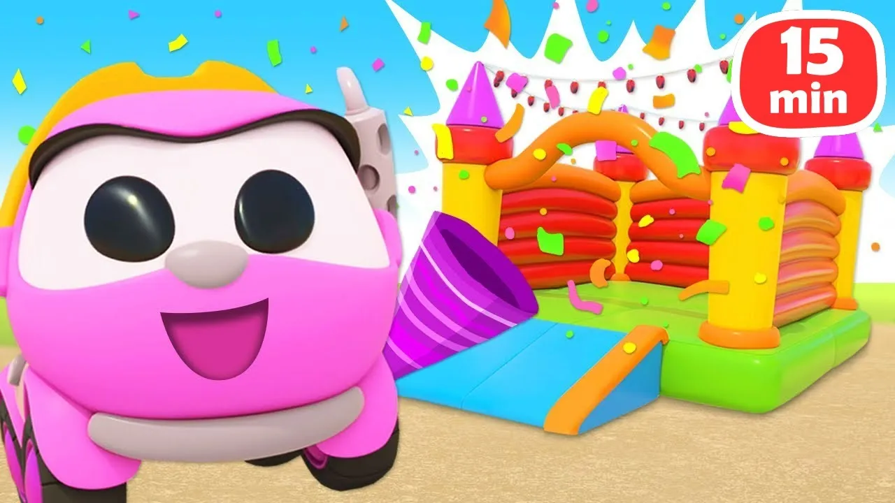 🚗🎡 Leo ve Arkadaşları Lunaparkta: Şişme Kale ve Top Atma Oyunu 🎉