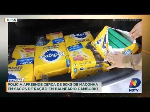 Polícia apreende cerca de 60kg de maconha em sacos de ração em Balneário Camboriú