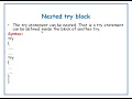 Nested Try Block in JAVA JAVA in Telugu Lecture-62