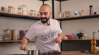 استیک به همراه پوره سیب زمینی قارچ تست شده Steak With Mashed Potato And Grilled Mushrooms By Navab 