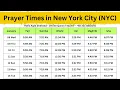 Prayer Time in New York USA January - 2025