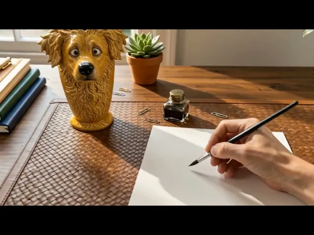 Quirky Yellow Haired Golden Retriever Whimsical Sculptural Desk Organizer/Vase video thumbnail