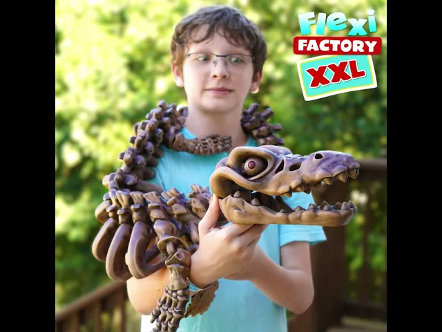 Flexi Factory Skeleton Mosasaurus with Squid Snack and Stand!!! 3MF and XXL versions Included! video thumbnail
