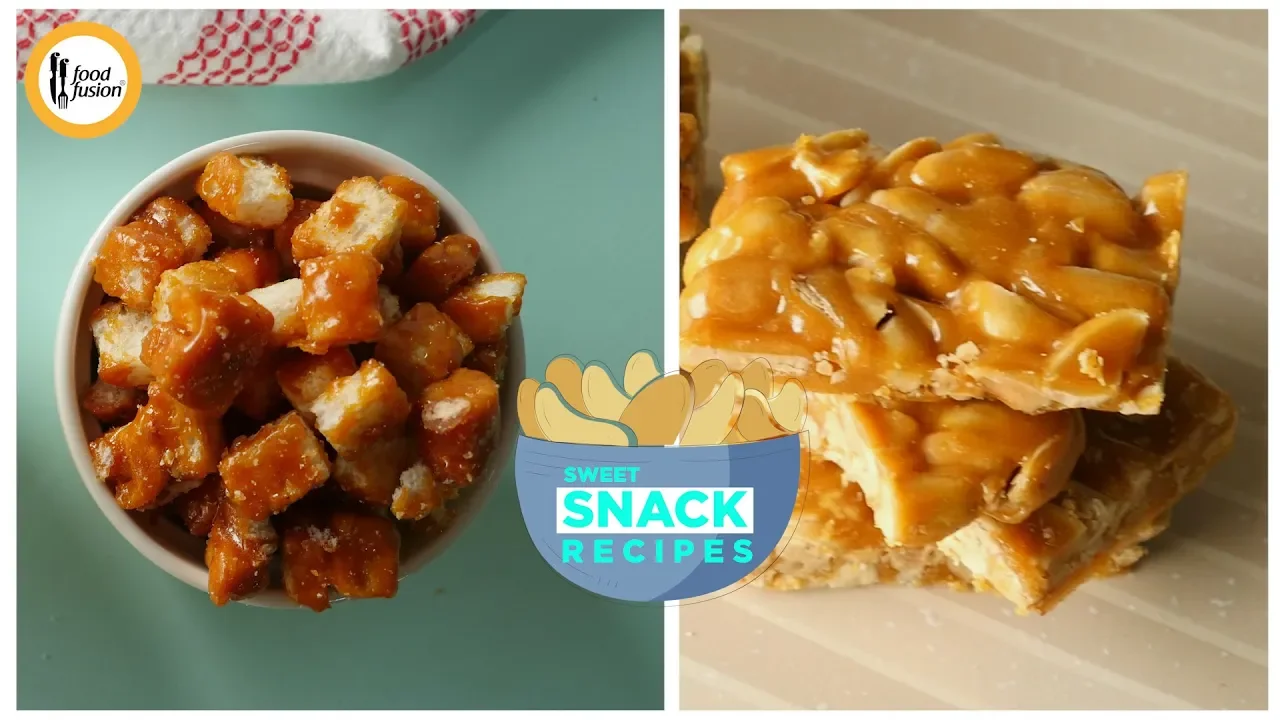 Sweet Snack recipes (Chikki & Bread popcorn)  by Food Fusion