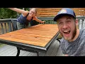 CONVERTING OUR BROKEN GLASS PATIO TABLE INTO A BEAUTIFUL WOODEN TABLE