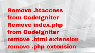 Remove htaccess from codeigniter Remove index php from CodeIgniter