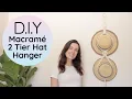Macrame Hat Hanger 2 Tier DIY Boho Double Hat Holder