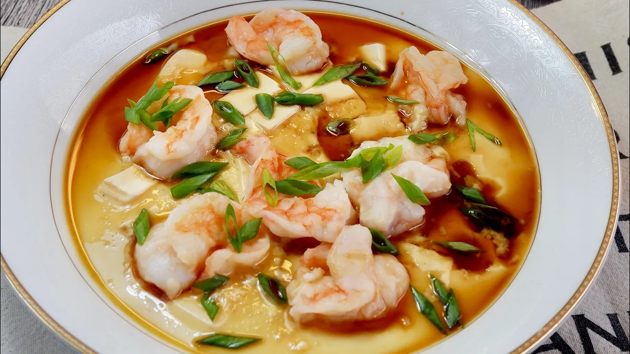 How to make the Smoothest Chinese Steamed Egg w/ Shrimp & Tofu   Easy Lunch & Dinner Recipe