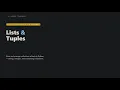 Python Tutorial for Beginners - Lists Tuples in Python Complete Beginner Guide