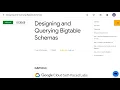 Designing and Querying Bigtable Schemas GSP1053