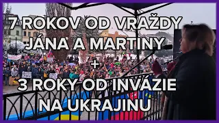 Prešov spomína: 7 rokov od vraždy Jána a Martiny, 3 roky od invázie na Ukrajinu