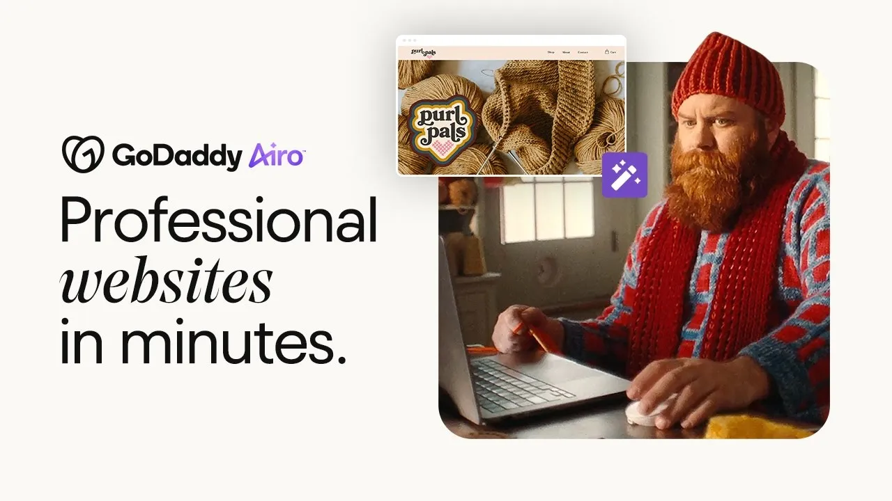 GoDaddy — GoDaddy Airo — Professional websites in minutes (YouTube video ad)