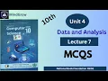 Unit 4 Data and Analysis Excercise MCQs with Answers Class 10 Computer Science FBISE NBF Book