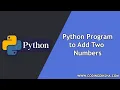 Add Two Numbers using Python Program Python Beginner Tutorial