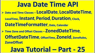 Java Date Time API LocalDateTime ZonedDateTime OffsetDateTime Instant Java Tutorial - Part