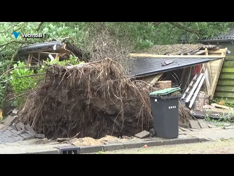 Storm Poly trok ook over het Vechtdal en richtte her en der nogal wat schade aan. Zoals hier in Dedemsvaart