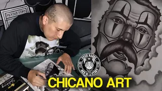 Chicano Art Clown drawing