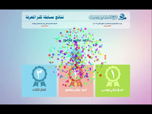 ⁣نتائج مسابقة كنز المعرفة لشهر كانون الثاني 2025